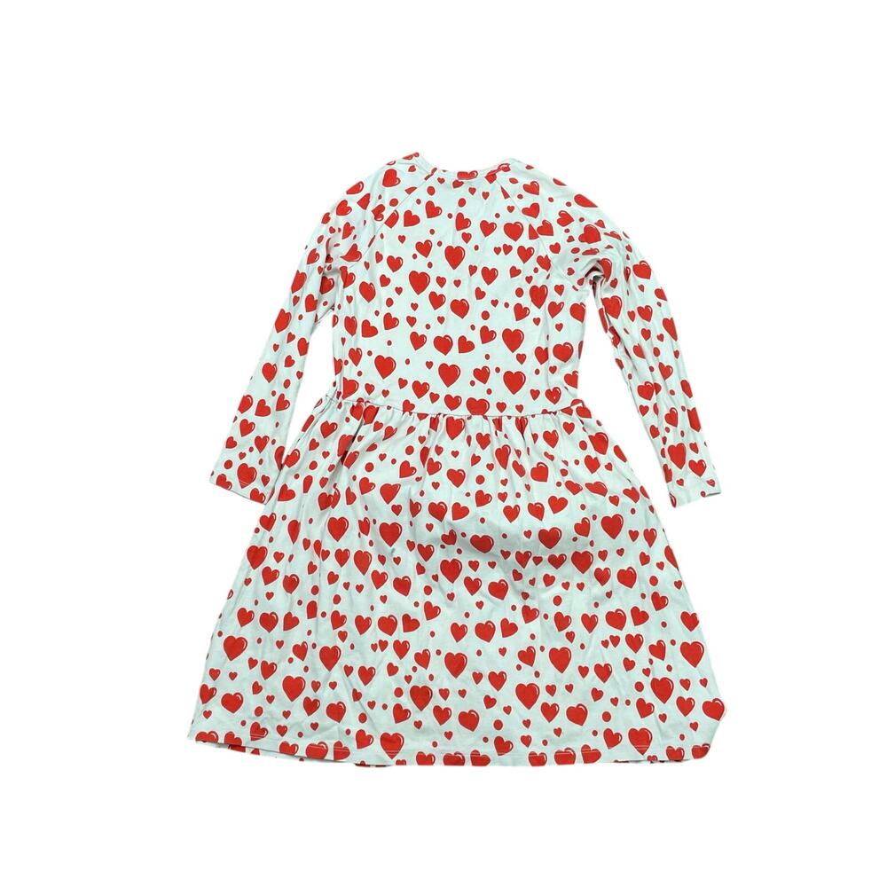 Mini Rodini Kids Girls' White Red Hearts Long Sleeve Mini Flare Dress Sz 9-11YO - Picture 4 of 6